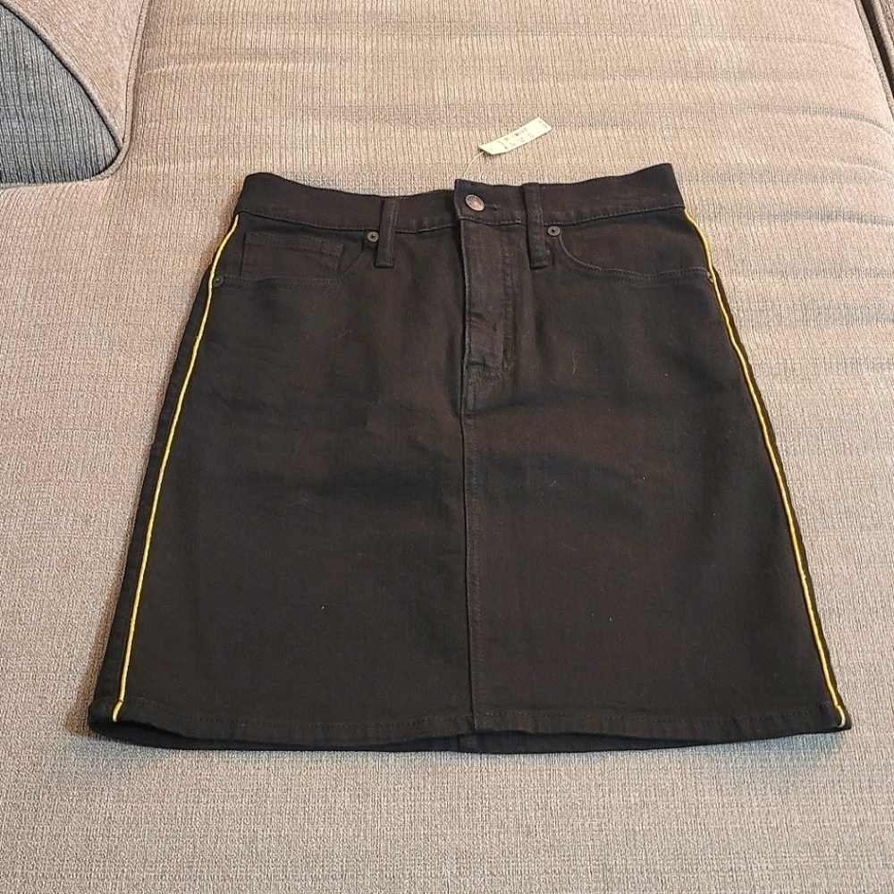 Madewell Straight Denim Straight Black Mini Skirt Gold Pipe Edition Size 24